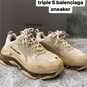 Balenciaga Triple S Cream Sneakers